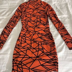Mesh orange/black dress
